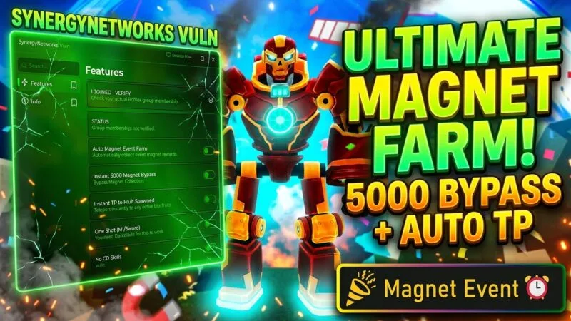 Blox Fruits Script Instant 5000 Magnet Tokens, Auto Farm, Fruit TP